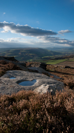 view of the peak district from owler tor